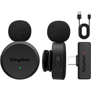 Srhythm M1 2 Pack Wireless Lavalier Microphones, Lapel Clip-on Microphone, Noise Cancellation, USB-C Output, 10H Playtime for Vlog, Interview, Livestream, and Podcast