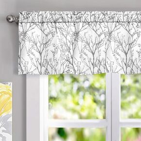 DriftAway Tree Branch Abstract Ink Printing Lined Thermal Insulated Window Curtain Valance Rod Pocket 52 Inch by 18 Inch Plus 2 Inch Header Yellow