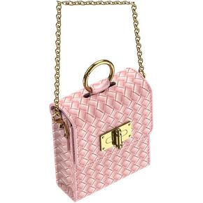 Mini Backpack for Samsung Galaxy Z Flip 1/2/3/4, etc. Elegant and Fashionable Woven Pattern Design Small Bag(Pink)