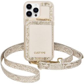 محفظة CUSTYPE لهاتف iPhone 14 Pro Max مع حامل بطاقات للنساء، حافظة بسحاب على الجسم مع حزام معصم، محفظة جلدية واقية لهاتف Apple iPhone 14 Pro Max، 6.7 بوصة، أبيض