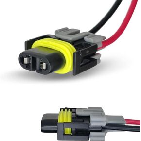 Pack-2 Fog Light Harness Connector with Wire, H11 Waterproof Pigtail Adapter Plug, Car Lights Harness, for Fog Light High Low Beam Bulb Replace Auto Accessories (Black)