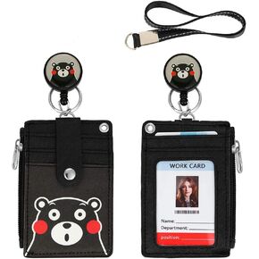 【2023 Latest】 Cute Badge Holder Retractable Lanyard Reel Clip with Heavy Duty Carabiner, 1 Clear ID Window, and 4 Card Slots in 2 Sided for Students Teens Boys Girls Women