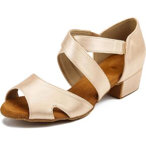 YYTing Women Swing Latin Ballroom Dance Shoes (Suede Sole, Elastic Closure) 1.5 inch Heel YT27