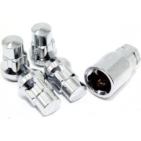Set of 4 12x1.5 Veritek Chrome Acorn Bulge Tuner 1.4 Inch 60 Degree Cone Seat Wheel Locks for Aftermarket Wheels Honda Acura