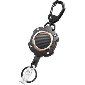 LIUGX 2 Pack Retractable Keychain, Heavy Duty Carabiner Key Chains, 10,000+ Rebound, Impact Resistance ID Badge Reels with 31.5" Wire Rope and Key Ring, Up to 8oz, Aluminum Ring, Carbon Fiber-Texture