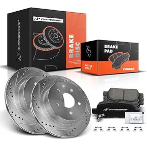 A-Premium 11.49 inch(291.85mm) Rear Drilled & Slotted Disc Brake Rotors + Ceramic Pads Kit Compatible with Select Nissan and Infiniti Models - G35, 350Z, Juke, LEAF, Rogue, Rogue Select/Sport, X-Trail