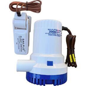 SAILFLO 2000 GPH 12V Bilge Pump with 1-1/8 Hose Outlet - Separate Float Switch Included, Submerible Boat Marine Electric Water Pump