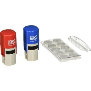 2000 Plus Stamp Kit, Self-Inking and Pre-Inking, 10 Office Themed Messages, for Business and Office Use, Red and Blue Ink (030459)