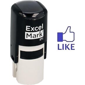 Thumbs Up Like - ExcelMark Self-Inking Round Rubber Teacher Stamp - Blue Ink