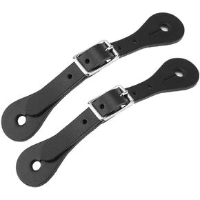 1 Pair Spur Straps, Adult Western style Spurs Leather Belt Genuine Leather Horse Riding Accessories(Black)