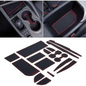 TOPINSTALL Accessorize The Camry Compatible with 2018-2024 Toyota Camry Accessories, Non-Slip Cup Holder Mats Door Pocket Pads Center Console Rubber Liners-Red Trim (16 PCS)