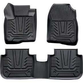 Car Floor Mats Compatible with 2016-2021 Civic Sedan/Hatchback/Type R, TPE Black All Weather Protection Front & 2nd Seat Floor Liners