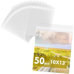 Mat Board Center, 50 Pack 12 11/16" x 12 3/8" Acid-Free Crystal Clear Sleeves Storage Bags for 12x12 Art Prints/Pictures/Photos/Framing Mat Mattes
