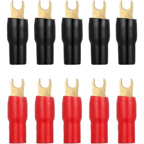 WINOMO 5 Pairs 4 Gauge Strip Spade Terminal Spade Fork Adapters for Speaker Wire Cable