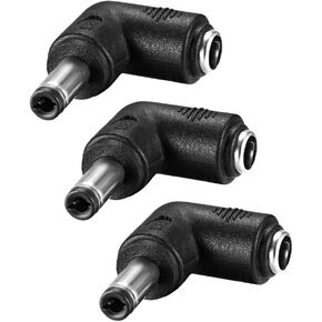 uxcell 3Pcs DC Power Connector Adapter 90 Degree Angle 5.5mm x 2.5mm Male Plug to 5.5mm x 2.1mm Female Jack Coupler Converter for Laptop CCTV Camera strip lighting