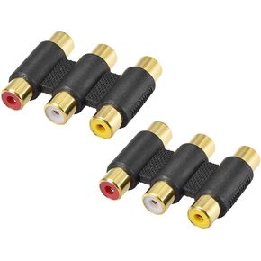 uxcell Gold Plated 3-RCA Female to Female Jack Coupler Adapter White Red Yellow 2Pcs