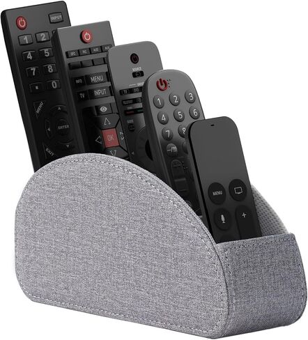 Remote Control Holder, Faux Leather Remote Caddy/Tray/Organizer with 5 Compartments for TV Remotes/Media Controllers/Office Supplies (Grey) in Saudi Arabia