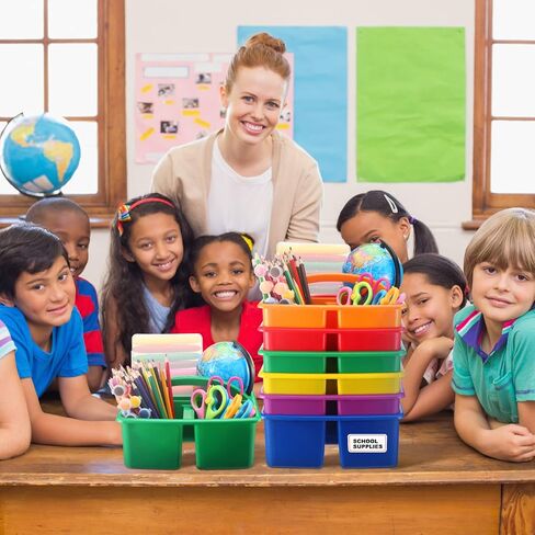 12 Pieces Colorful Portable Plastic Storage Caddy for Kids 3 Compartment Caddies with Handles Storage Box for School Classroom Art Teacher Office Supplies,8.46 x 9.25 x 5.12 Inches in Saudi Arabia