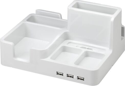 All-in-One Desk Organizer & Docking Station/Stand for iPad/iPhone/Tablets/Smartphones with 3 USB Ports, Black (ART79001) in Kuwait