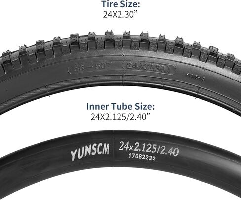 إطارات دراجة YUNSCM 24 بوصة 24x2.30/56-507 و24 بوصة صمام شريدر للدراجة مع شريطين حافة متوافق مع الدراجة الجبلية/الطرق الوعرة 24x2.20 24x2.25 24x2.3 24x2.35 24x2.40 إطارات وأنابيب الدراجة ( ف-1018) in Saudi Arabia