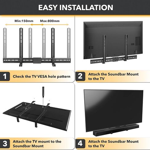 CondoMounts SBG8084 Universal Pillar Sound Bar Mount | Customized Size to FIT All-Brands | Easy Installation Above & Below TV | Holds 30lbs | Mounting Hardware Provided in Kuwait