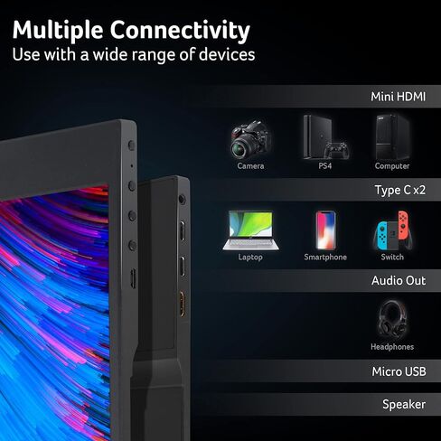 Acer PM141Q biux 13.3" Full HD (1920 x 1080) IPS Portable Monitor Ultra Slim Portable Design 1 x USB 3.1 Type-C Port & 1 x Mini HDMI (USB Type-C and Mini HDMI Cable Included),Black in Saudi Arabia