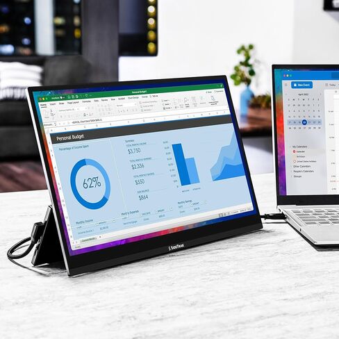 SideTrak Solo Pro 15.8" Portable Monitor - FHD 1080P LED Anti-Glare IPS Screen, Dual Display, for Mac, PC, Chrome Laptops, Game Consoles, USB or Mini HDMI Power, Double DisplayPort, Speakers, and HDR in Kuwait