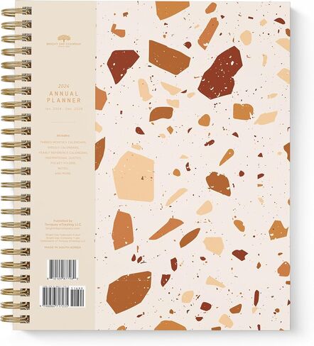 مخطط Terrazzo السنوي لعام 2024 من Bright Day، دفتر ملاحظات مبوب بغطاء مرن سنوي وشهري وأسبوعي يومي وجدول أعمال مؤرخ، 8.25 × 6.25 in Saudi Arabia