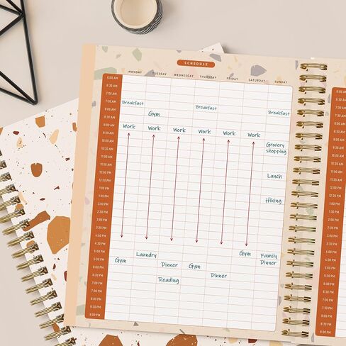 مخطط Terrazzo السنوي لعام 2024 من Bright Day، دفتر ملاحظات مبوب بغطاء مرن سنوي وشهري وأسبوعي يومي وجدول أعمال مؤرخ، 8.25 × 6.25 in Saudi Arabia