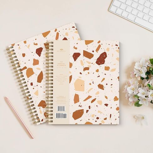 مخطط Terrazzo السنوي لعام 2024 من Bright Day، دفتر ملاحظات مبوب بغطاء مرن سنوي وشهري وأسبوعي يومي وجدول أعمال مؤرخ، 8.25 × 6.25 in Saudi Arabia