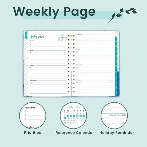 مخطط 2024-2025 - مخطط شهري أسبوعي 2024-2025، يوليو 2024 - يونيو 2025، 6.4 بوصة × 8.43 بوصة، مخطط 2024-2025 يوميًا أسبوعيًا وشهريًا in Kuwait