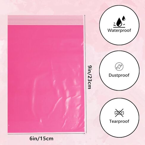 رسائل بريد بولي مقاس 6 × 9 بوصة، 200 حزمة من أكياس الشحن الوردية الساخنة، مظاريف بريدية سميكة قوية ذاتية اللصق مقاومة للماء والتمزق، عبوات بوتيك بريدية للأعمال الصغيرة للملابس والمجوهرات in Kuwait
