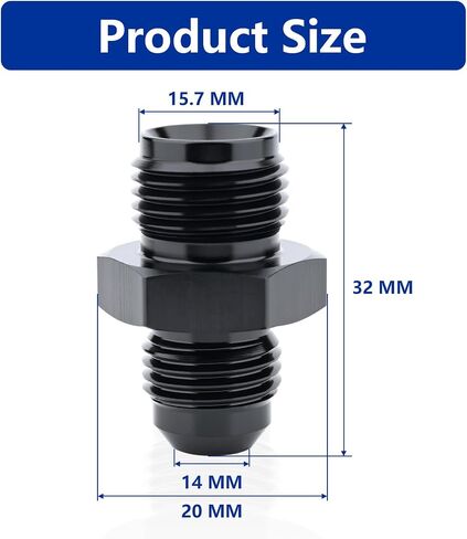 6AN Male to 1/2-20 Inverted Flare Adapter Fitting Connector Aluminum Black Pack of 2 in Kuwait