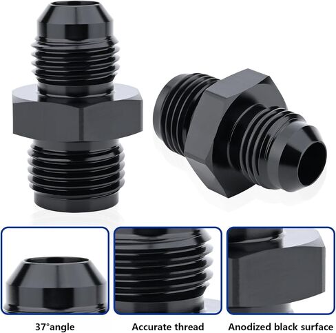 6AN Male to 1/2-20 Inverted Flare Adapter Fitting Connector Aluminum Black Pack of 2 in Kuwait