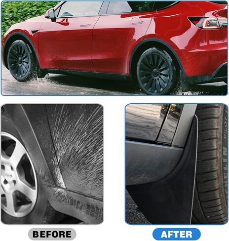 4Pcs Mud Flaps Splash Guards Compatible with 2021 2022 2023 Tesla Model Y Mudguard Mud Flaps Car Accessories, No Need to Drill Holes(2Front+2Rear) in Kuwait