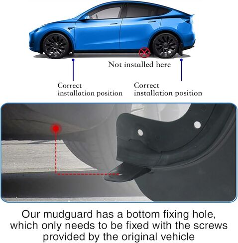 4Pcs Mud Flaps Splash Guards Compatible with 2021 2022 2023 Tesla Model Y Mudguard Mud Flaps Car Accessories, No Need to Drill Holes(2Front+2Rear) in Kuwait