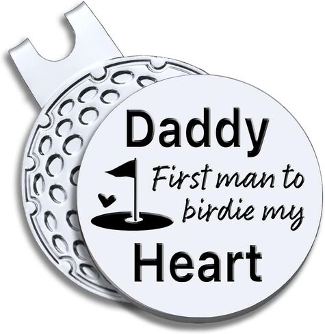 علامة كرة الجولف من Daddy First Man to Birdie My Heart مع مشبك قبعة مغناطيسي، هدايا إكسسوارات الجولف المضحكة للأب الجد، هدايا الجولف للأب الجد، عيد ميلاد للأب in Saudi Arabia