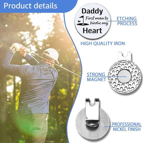 علامة كرة الجولف من Daddy First Man to Birdie My Heart مع مشبك قبعة مغناطيسي، هدايا إكسسوارات الجولف المضحكة للأب الجد، هدايا الجولف للأب الجد، عيد ميلاد للأب in Saudi Arabia