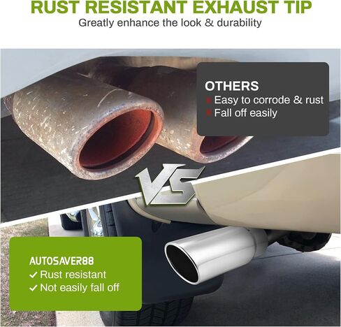 AUTOSAVER88 5 Inch Inlet Exhaust Tip, 5" Inlet 6" Outlet 15" Overall Length Chrome-Plated Finish Stainless Steel Exhaust Tail Tip for 5" Outside Diameter Tailpipe, Rolled Angle Cut, Bolt-On, Polished in Saudi Arabia