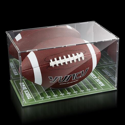 Acrylic Football Display Case with Mirror and Bracket Base 12.6 x 7.8 x 7 Inches Clear Football Box Mountable Football Display Case for Sports Lovers Memorabilia Collection in Saudi Arabia