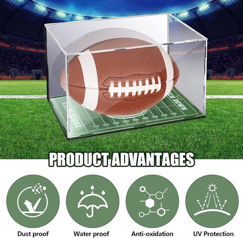 Acrylic Football Display Case with Mirror and Bracket Base 12.6 x 7.8 x 7 Inches Clear Football Box Mountable Football Display Case for Sports Lovers Memorabilia Collection in Saudi Arabia