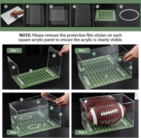 Acrylic Football Display Case with Mirror and Bracket Base 12.6 x 7.8 x 7 Inches Clear Football Box Mountable Football Display Case for Sports Lovers Memorabilia Collection in Saudi Arabia