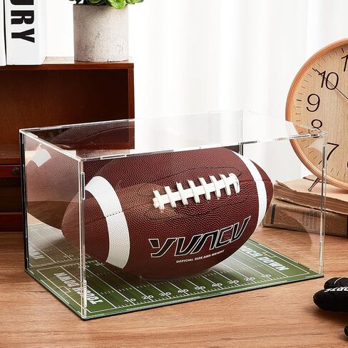 Acrylic Football Display Case with Mirror and Bracket Base 12.6 x 7.8 x 7 Inches Clear Football Box Mountable Football Display Case for Sports Lovers Memorabilia Collection in Saudi Arabia