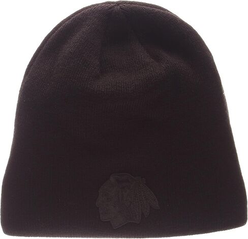 ZHATS "Blackout Edge Black Tonal Skull Cap - NHL Cuffless Winter Knit Beanie Toque Hat in Saudi Arabia
