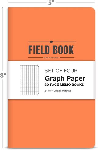 Elan Publishing Company Field Notebook/Journal - 5"x8" - Orange Cover - Lined Memo Book - Pack of 4 in Saudi Arabia