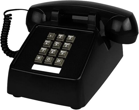 هاتف أرضي للمنزل ريترو مضخم خط واحد سلكي هاتف مكتبي مع قارع الأجراس عالي الصوت للغاية هاتف أرضي منزلي هواتف قديمة الطراز لكبار السن (أحمر)، أسود in Kuwait