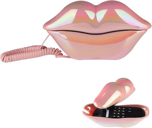 Pink Lip Phone, Homaisson Novelty Lip-Shaped Phone Retro Pink Corded Landline for Home Office Store Retro Phone Decoration-9.06 x 4.92 x 2.91 inches in Saudi Arabia