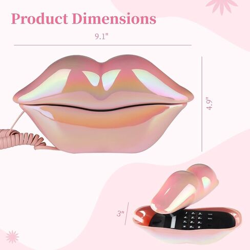 Pink Lip Phone, Homaisson Novelty Lip-Shaped Phone Retro Pink Corded Landline for Home Office Store Retro Phone Decoration-9.06 x 4.92 x 2.91 inches in Saudi Arabia