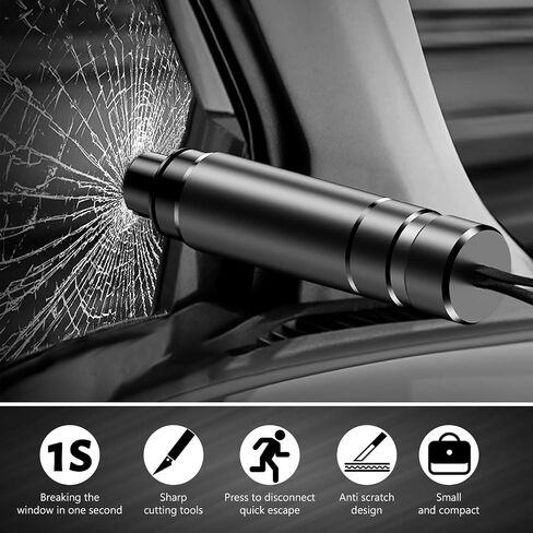 Safehammer، أداة الهروب في حالات الطوارئ في السيارة، قاطع زجاج النوافذ الصغير 2 في 1 وقاطع حزام الأمان، مطرقة الأمان تحت الماء (أسود) in Saudi Arabia