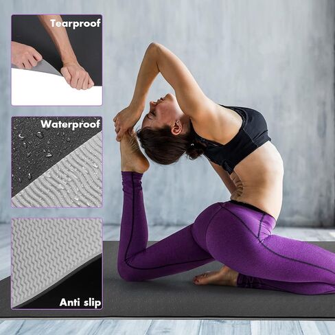 Yoga Mat with Carrying Strap 72x32" & 1/4 Inch Thick Exercise Mat with Double Non Slip Surfaces for Men and Women Home Exercise in Saudi Arabia